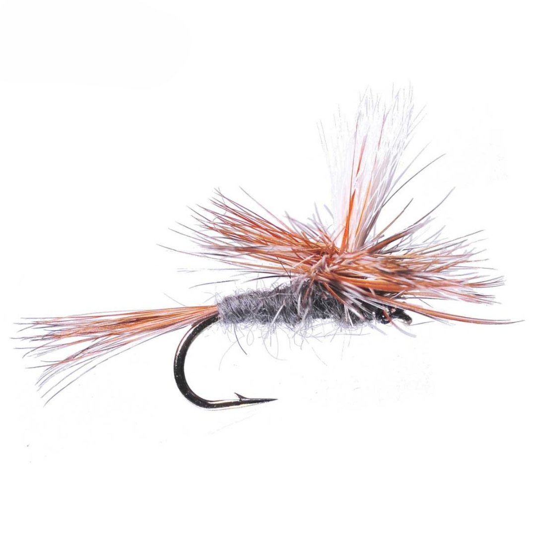 Hand-tied Adams Parachute dry fly with white post