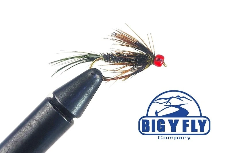 Angler fishing with Aquinaflies premium fly fishing flies, showcasing the quality and performance of the discount fishing flies while enjoying a day on the water, with Aquinaflies online shop logo in the background