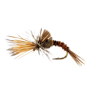 Challenged Callibaetis emerger dry fly with pheasant tail body and deer hair post tied by Aquinaflies.com