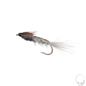 Mayfly Nymph Gray trout fly pattern hand tied for year-round trout fishing.